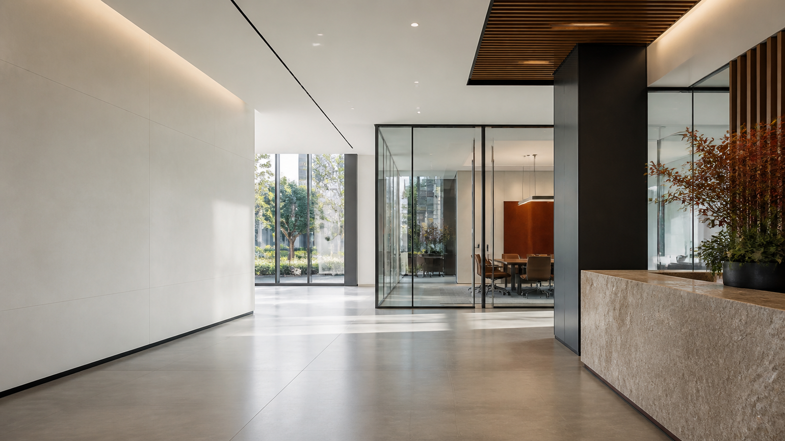 Modern people-free commercial interior